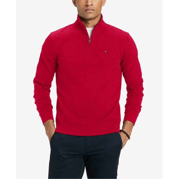 Tommy Hilfiger Men Red ZIP up Sweater New without tags - Picture 2 of 2